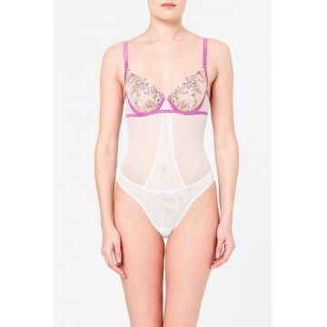 Body transparent cu broderii florale