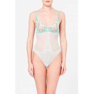 Body transparent cu broderii florale