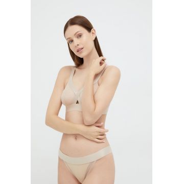 Dkny sutien culoarea bej, transparent, neted, DK4084