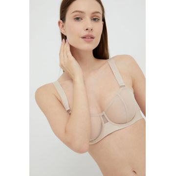 Dkny sutien culoarea bej, transparent, neted, DK4939