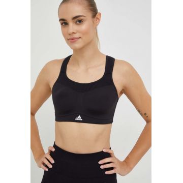 Adidas Performance sutien sport culoarea negru, neted