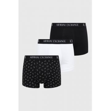 Armani Exchange boxeri 3-pack barbati, culoarea negru