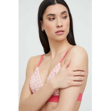 Tommy Jeans sutien culoarea portocaliu, dantela, neted