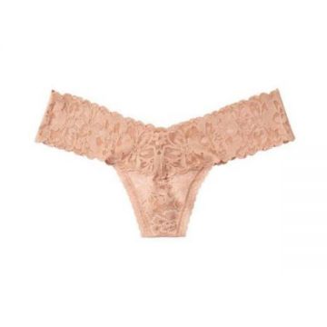 Chiloti tanga Victoria's Secret, Lace-up Thong Panty, Crem, M Intl