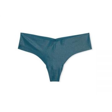 Chiloti tanga Victoria's Secret, No-show Shimmer Thong Panty, Albastru, M Intl