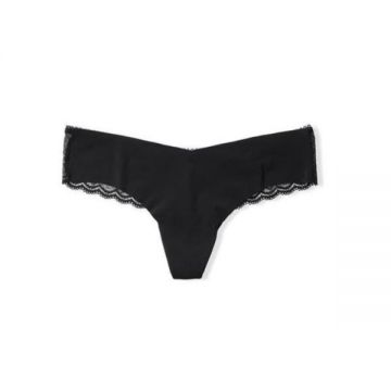 Chiloti tanga Victoria's Secret, No-show Thong Panty, Negru, M Intl