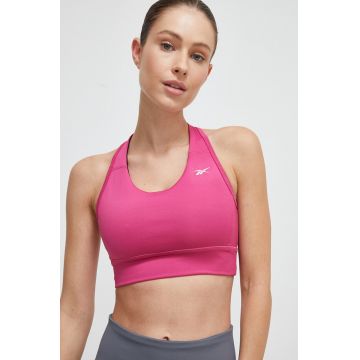 Reebok sutien sport Identity Training culoarea roz, neted