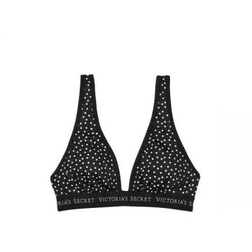 Sutien costum de baie Victoria's Secret, Sydney Logo Plunge Swim Top, Negru, S INTL