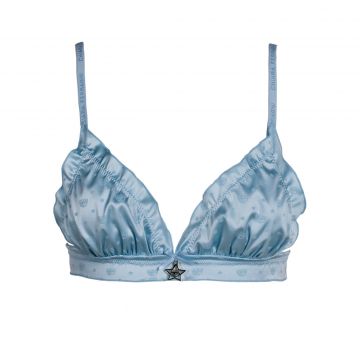 All over eye star stretch satin triangle azzurro m