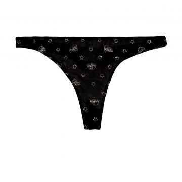 All Over Glitter Eye Star Tulle Thong Fantasia Argento XS