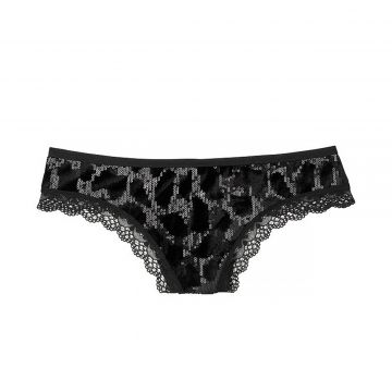 Sequin leopard thong panty m