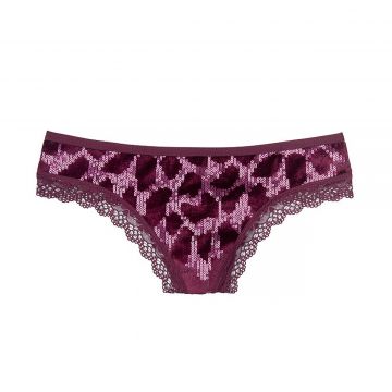 Sequin leopard thong panty xs