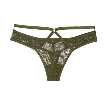 Snake lace caged thong panty l