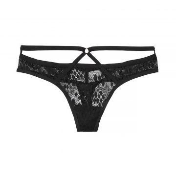 Snake lace caged thong panty m