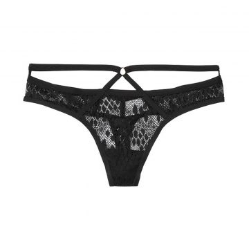 Snake lace caged thong panty xs