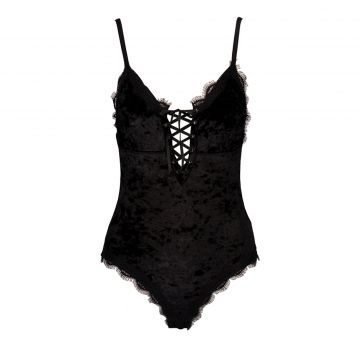 Stretch chenille underwear bodysuit nero xxs