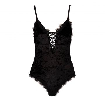 Stretch Chenille Underwear Bodysuit Nero XXS