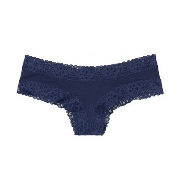 Stretch cotton lace-waist cheeky panty xs