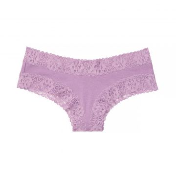 Stretch cotton lace-waist cheeky panty xs