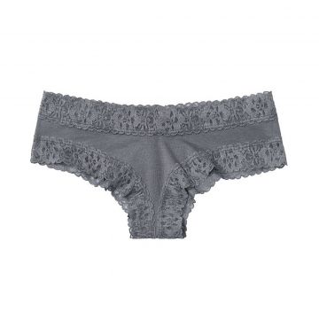 Stretch cotton lace-waist cheeky panty xs