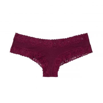 Stretch cotton lace-waist cheeky panty xs