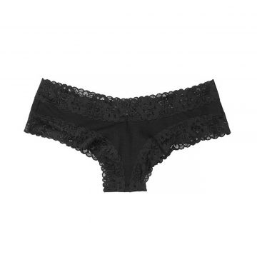 Stretch cotton lace-waist cheeky panty xs