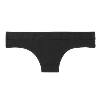 Stretch cotton logo thong panty l