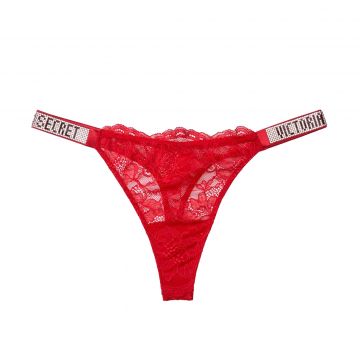 Bombshell shine strap lace thong panty l