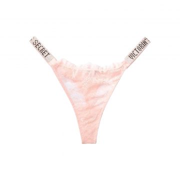 Bombshell shine strap lace thong panty l