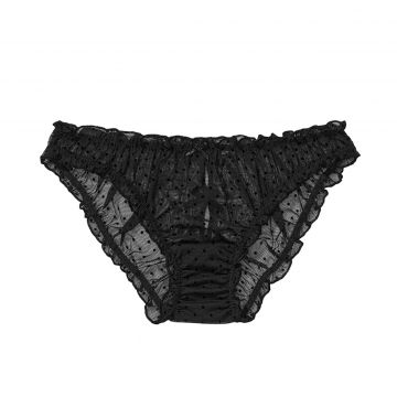 Flocked dot ruffled mesh cheekini panty m