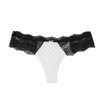 Lace trim thong panty l