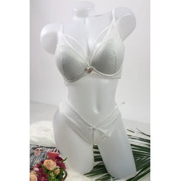 Set lenjerie intima - chilot si sutien - D11 Alb | RoseGirl