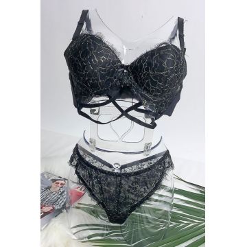 Set lenjerie intima - chilot si sutien - V12 Negru | RoseGirl