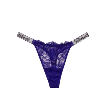 Shine strap lace thong panty l