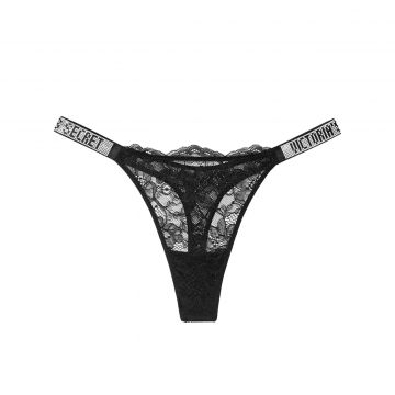 Shine strap lace thong panty l