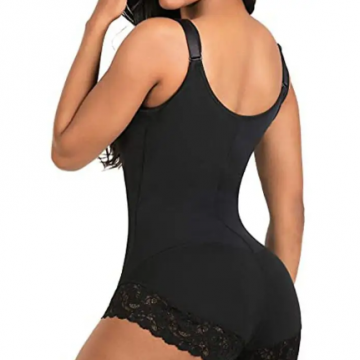 Body Modelator Nela (fermoar si dantela) negru