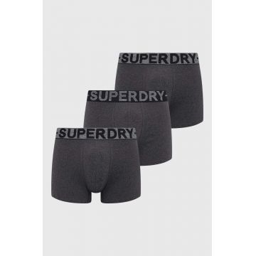 Superdry boxeri 3-pack barbati, culoarea gri