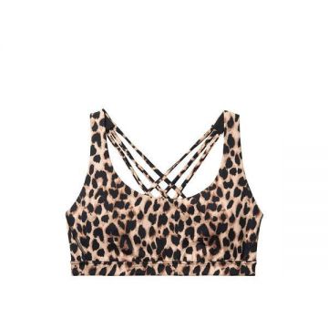 Bustiera sport dama, Victoria's Secret, Strappy Back Heathered Bra, Animal Print, XS INTL