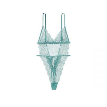 Costum Sexy, Victoria's Secret, Unlined Corded Lace Teddy, Runaway Teal, Marime S