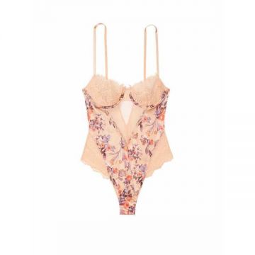 Costum Sexy, Victoria's Secret, Wicked Unlined Balconette, Apricot Floral, Marime XS