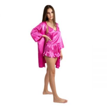 Fucsia, Compleu dama din satin premium marime XS/S