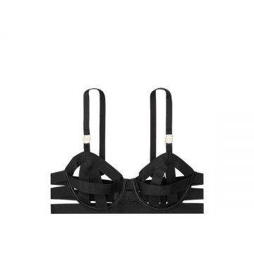 Sutien din bretele dama, Victoria's Secret, Ouvert Strappy Demi Bra, Negru, 75C