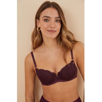 women'secret sutien FEMININE LA VECINA RUBIA culoarea violet, dantela, neted, 4026395.396.397