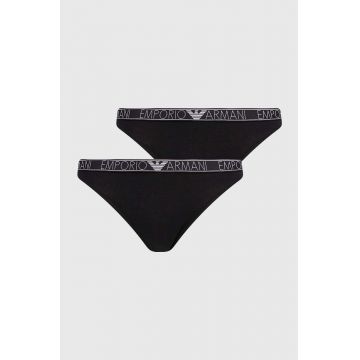 Emporio Armani Underwear tanga 2-pack culoarea negru