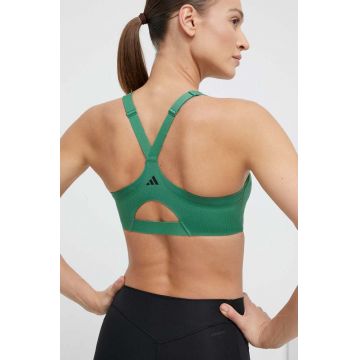 adidas Performance sutien sport Luxe culoarea verde, uni IT6655