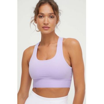 Dkny sutien sport culoarea violet, neted