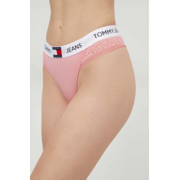 Tommy Jeans tanga culoarea roz UW0UW05159