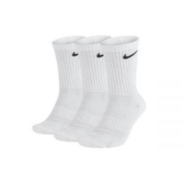 Set 3 perechi sosete, Nike Everyday Cushioned Crew, alb, 36-40