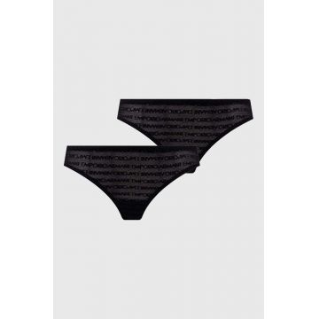 Emporio Armani Underwear tanga 2-pack culoarea negru, transparent