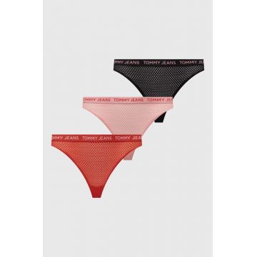 Tommy Jeans tanga 3-pack culoarea negru UW0UW05010